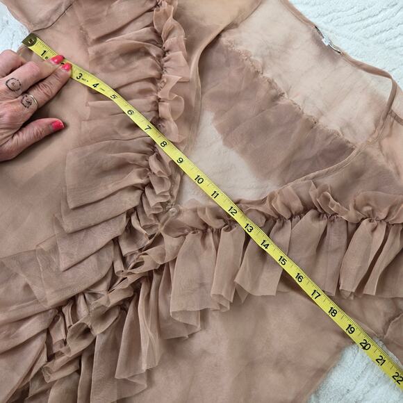 Fashion Nova Sweet Temptations Sheer Ruffle Balloon sleeve 90s Top Medium Rose - Picture 10 of 17